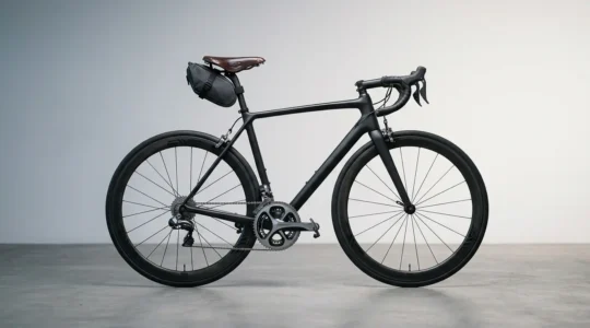 Clean cycling setup showcasing saddlebag integration with minimal visual disruption to bike lines