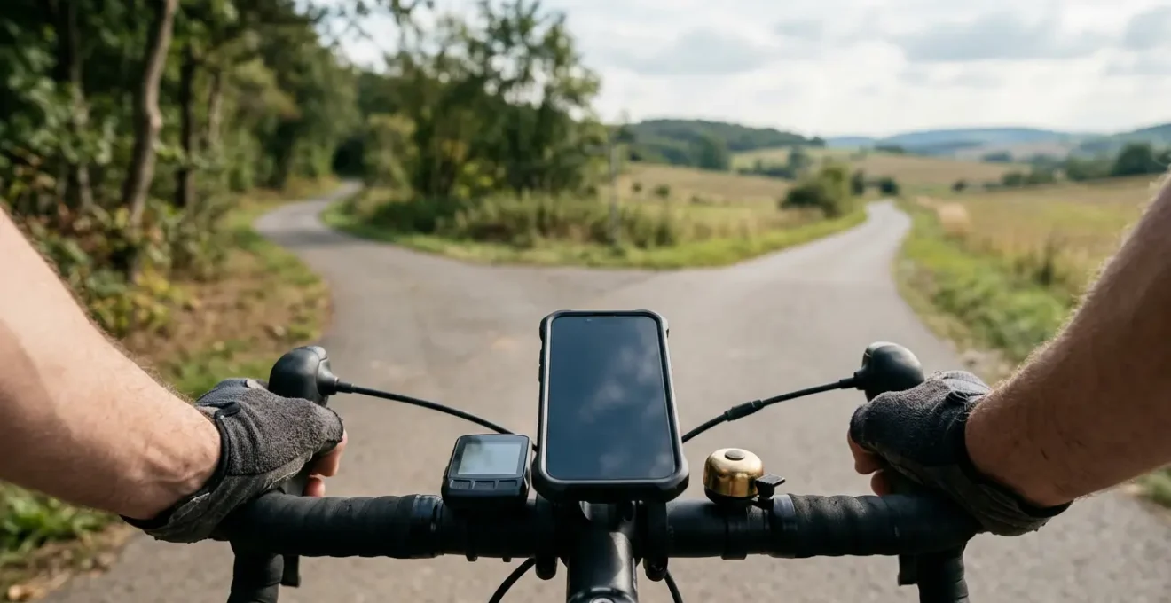 Split-screen cycling route planning interface showing map and navigation features for comparative analysis
