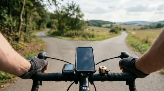 Split-screen cycling route planning interface showing map and navigation features for comparative analysis