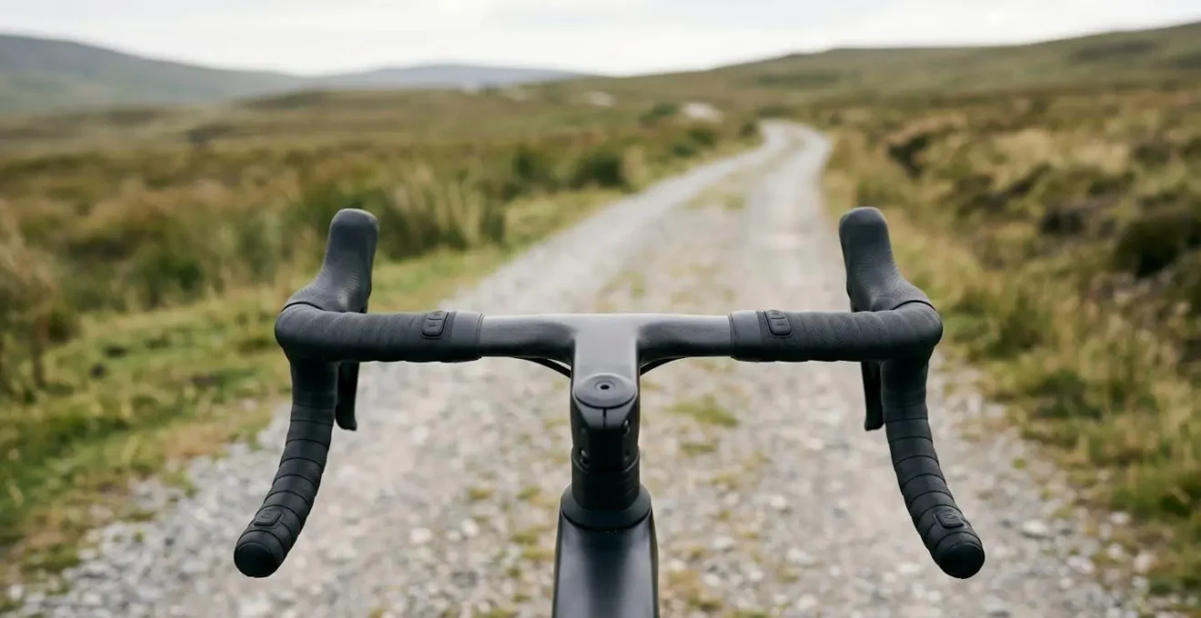 Wide environmental shot of modern bike cockpit showing multiple shifter positions and clean cable-free integration